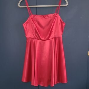 Elegant Red Satin Slip Dress